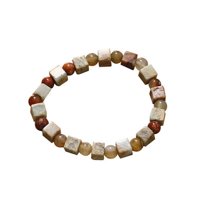 Mythstone Natural Stone Sea Sediment Jasper Agate Protection Bracelet