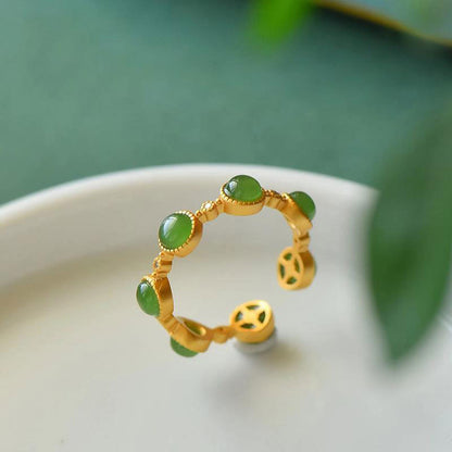 Mythstone Cyan Jade Healing Calm Adjustable Ring