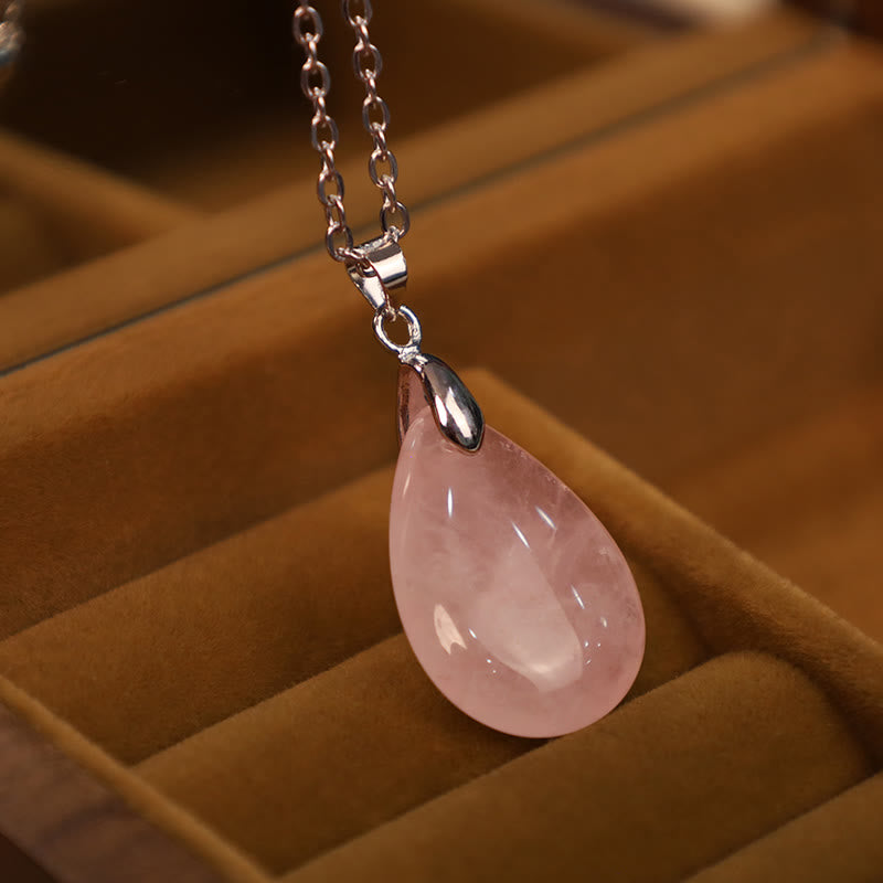 Mythstone Natural Crystal Gemstone Water Drop Spiritual Necklace Pendant