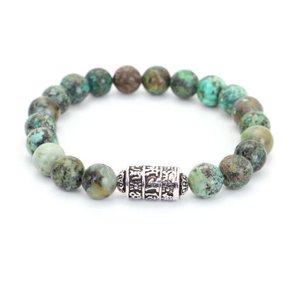 Pulsera positiva con cuentas de Om Mani Padme Hum, pietersita, lazurita natural y piedra mitológica 