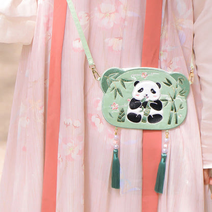 Mythstone Embroidery Lucky Panda Cat Shiba Inu Deer Rabbit Fox Flower Cute Animal Hanfu Bag Crossbody Bag Shoulder Bag