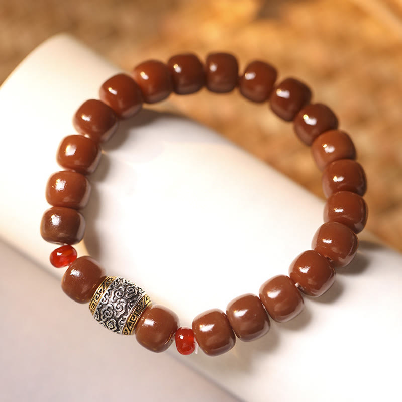 Pulsera de la paz con cuentas de la semilla de Bodhi de piedra mítica y nube auspiciosa con carácter Fu