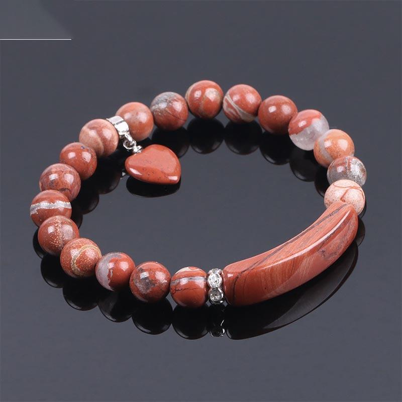 Mythstone Natural Quartz Love Heart Healing Beads Bracelet