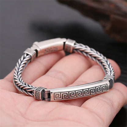 Mythstone Swastika Pattern Engraved Luck Bracelet