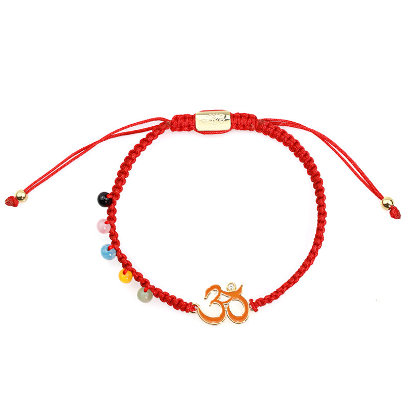 Mythstone Tibetan Handmade OM Mindfulness Red String Bracelet