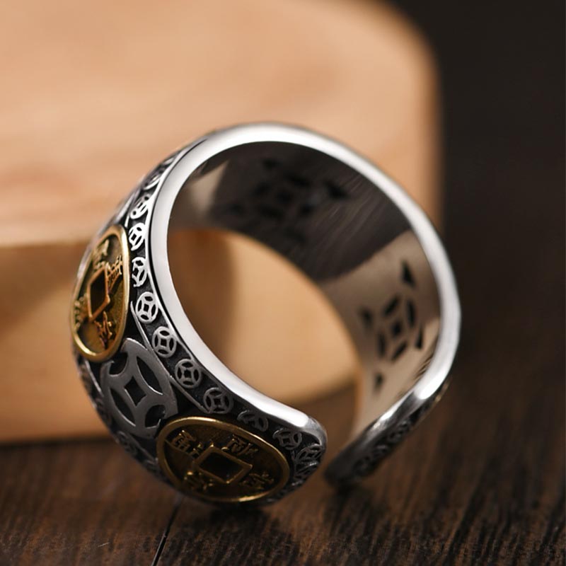 Mythstone Five-Emperor Coins Balance Adjustable Ring