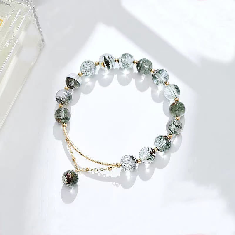 Pulsera con dije de confianza de cristal fantasma verde de MythStone 