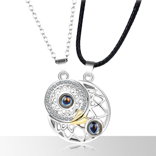 Mythstone Magnetic Sun Moon Couple Heart Protection Necklace Pendant