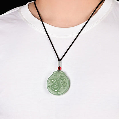 Mythstone Chinese Zodiac Dragon Jade Luck Necklace String Pendant