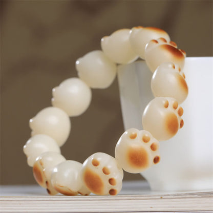 Mythstone Cute Cat Paw Claw Bodhi Seed Peace Bracelet