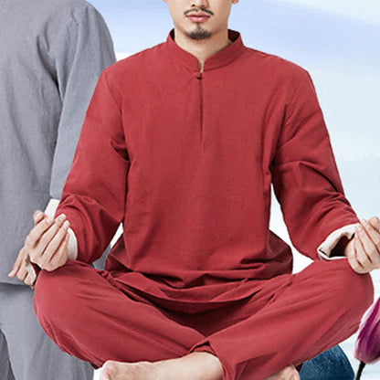 Mythstone Spiritual Zen Meditation Yoga Prayer Practice Cotton Linen Clothing Men's Set