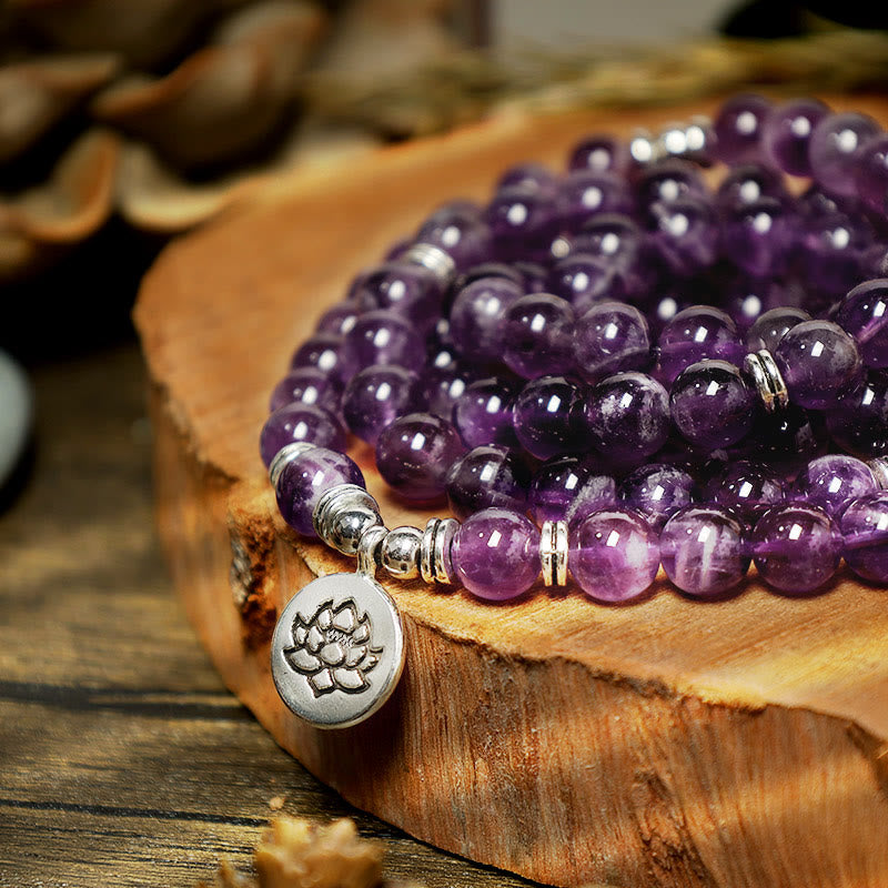 Mythstone Natural Amethyst Purification Mala Bracelet