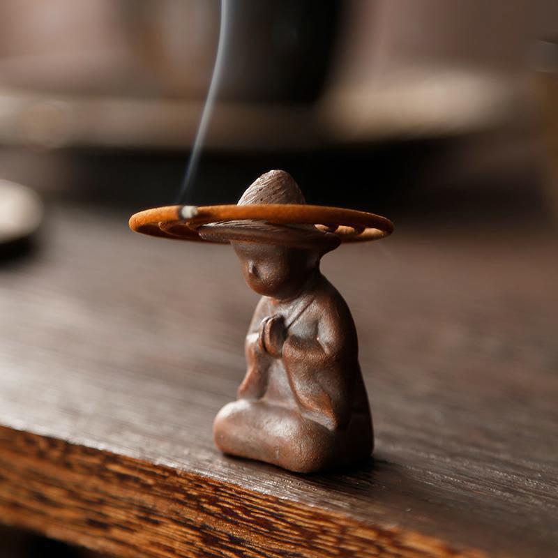 Mythstone Small Person Meditation Ceramic Spiritual Healing Incense Burner