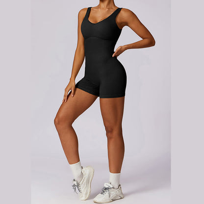 Mythstone Solid Seamless Jumpsuit Romper Sports Fitness Yoga Women Bodysuit