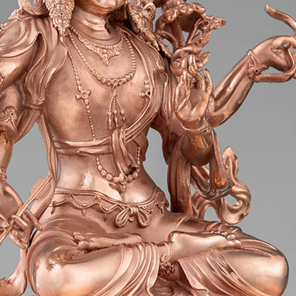 Estatua decorativa de cobre Serenity de la figura del Bodhisattva Manjusri de cuatro brazos de Mythstone 