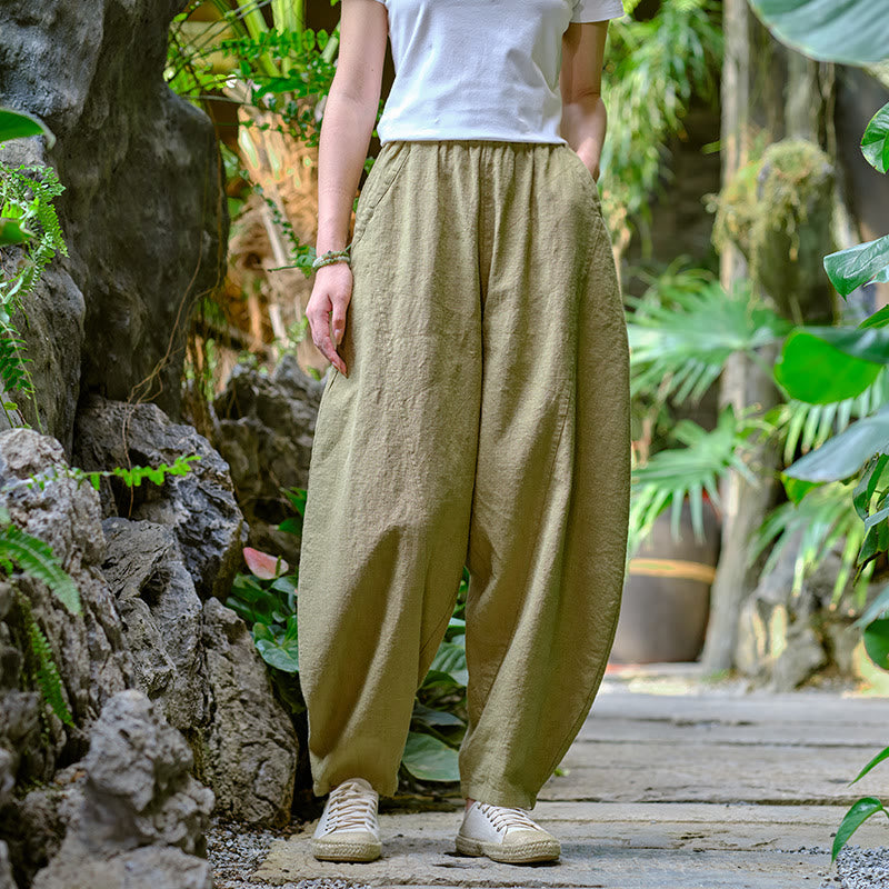 Pantalones de yoga holgados tipo harén con bolsillos y color liso de Mythstone 