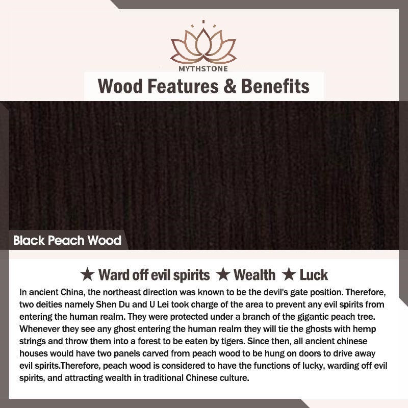 Mythstone Black Peach Wood Buddha Flower Calm Cure Decorations