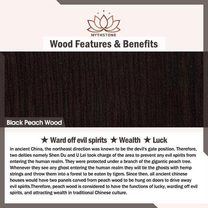 Mythstone Black Peach Wood Buddha Flower Calm Cure Decorations