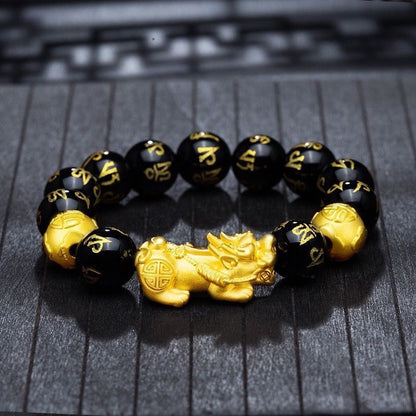 MythStone FengShui PiXiu Obsidian Wealth Bracelet