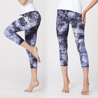 Mythstone Cherry Blossoms Sakura Lines Print Sports Yoga Cropped Leggings Women's Yoga Capri Pants