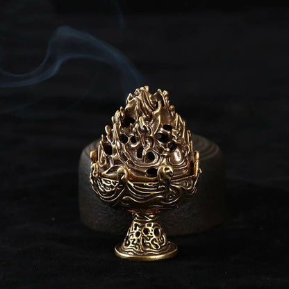 Mythstone Tibetan Mini Mountain Pattern Meditation Copper Alloy Incense Burner