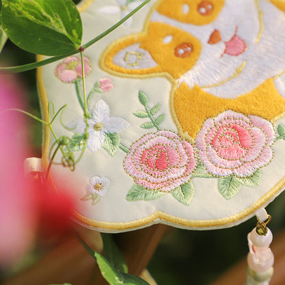 Mythstone Embroidery Lucky Panda Cat Shiba Inu Deer Rabbit Fox Flower Cute Animal Hanfu Bag Crossbody Bag Shoulder Bag