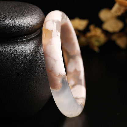 Mythstone Natural Sakura Agate Peace Bracelet Bangle