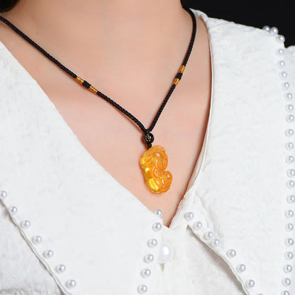 Mythstone FengShui Citrine PiXiu Wealth Necklace Pendant