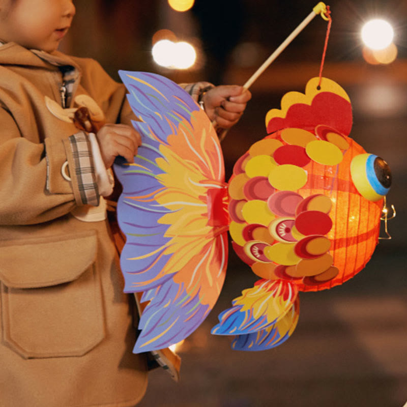 Mythstone DIY Good Luck Koi Fish Paper Lantern Lamp Mid-Autumn Festival Child Kids Lantern Decoration