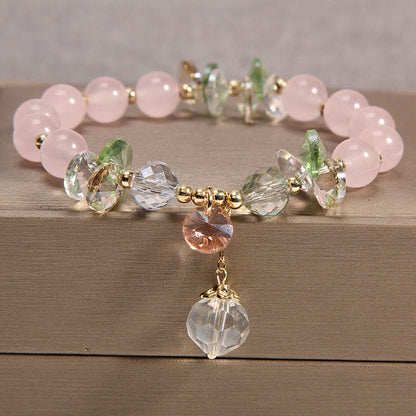 Mythstone Cat's Eye Pink Crystal Peace Charm Bracelet