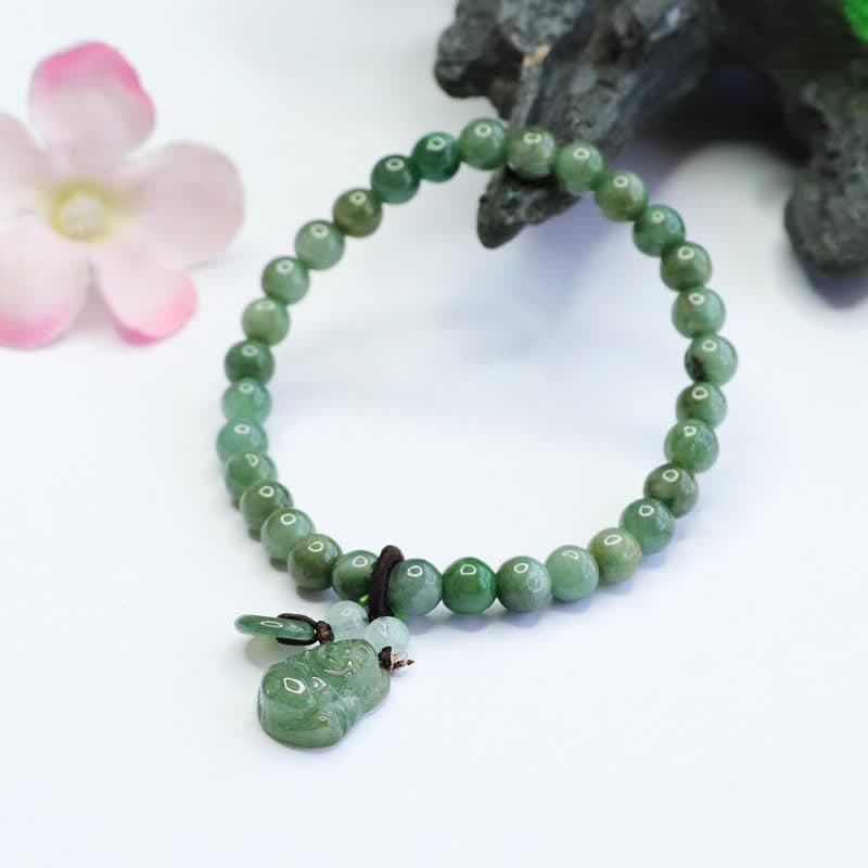 MythStone Laughing Buddha Cyan Jade Healing Bracelet