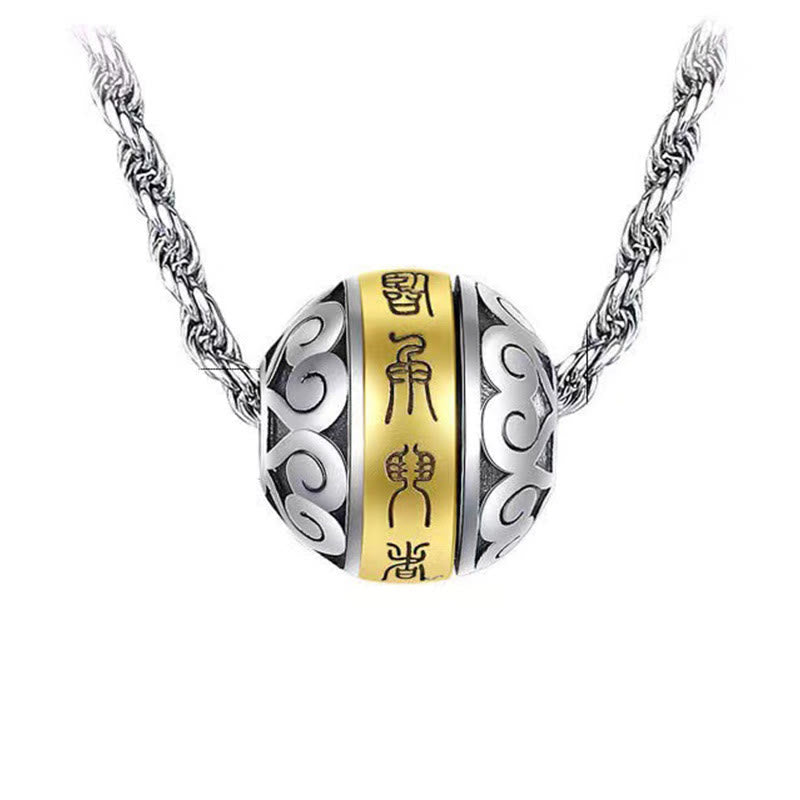 Mythstone Taoist Nine-Character Mantra Engraved Amulet Balance Necklace Rotatable Pendant