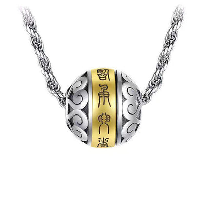 Mythstone Taoist Nine-Character Mantra Engraved Amulet Balance Necklace Rotatable Pendant