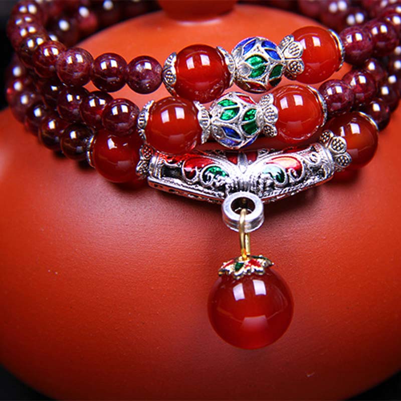 MythStone Natural Garnet Red Agate Blessing Healing Bracelet Necklace Pendant