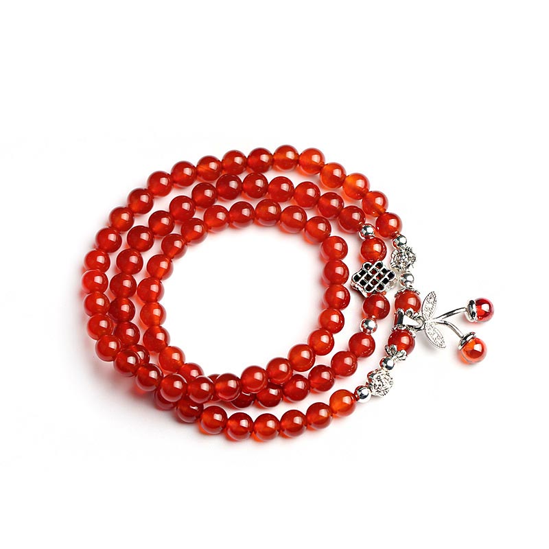 Pulsera y collar de bendición con cuentas de ágata roja natural Mythstone 