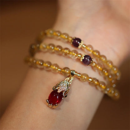 Mythstone Citrine Amethyst PiXiu Prosperity Happiness Protection Bracelet