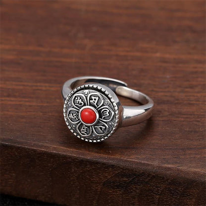 Mythstone Tibetan Om Mani Padme Hum Peace Rotatable Ring