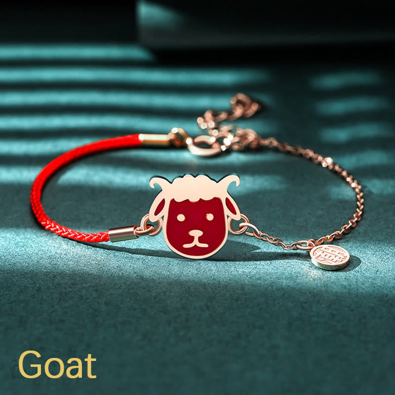 Mythstone 925 Sterling Silver Color-changing Chinese Zodiac Luck Protection Red String Chain Bracelet