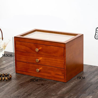 Mythstone Retro Solid Wood Jewelry Box Jewelry Storage Box With Drawer