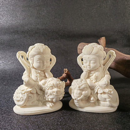 Mythstone Mini Ivory Fruit Tathagata Buddha Lotus Kwan Yin Avalokitesvara Manjusri Samantabhadra Serenity Desk Decoration