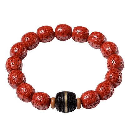 Mythstone Natural Cinnabar Ebony Calm Blessing Bracelet