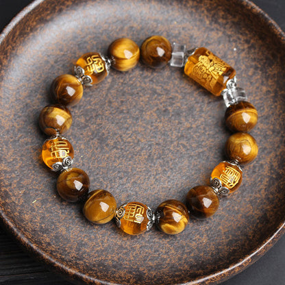 MythStone Tiger Eye Bead Fortune Prosperity Bracelet