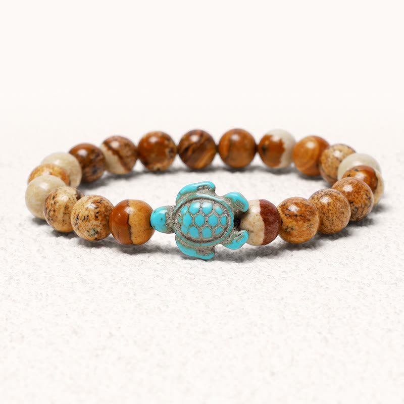 MythStone Natural Stone Sea Turtle Turquoise Blessing Bracelet