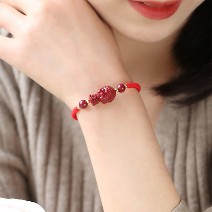 Mythstone Chinese Zodiac Natal Buddha Cinnabar Amulet Blessing String Bracelet