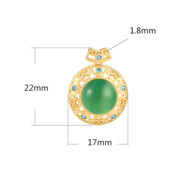 Mythstone 925 Sterling Silver Green Chalcedony Hetian White Jade Strength Necklace Pendant