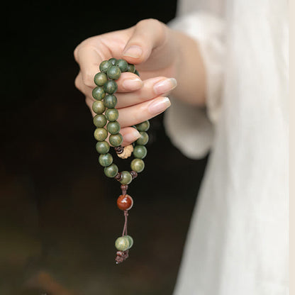 Pulsera de paz positiva de sándalo verde Mythstone