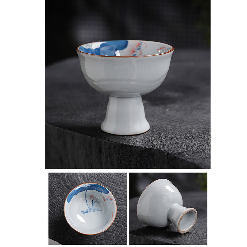 Mythstone Lotus Flower Leaf Bamboo Ceramic Teacup Kung Fu Tea Cups