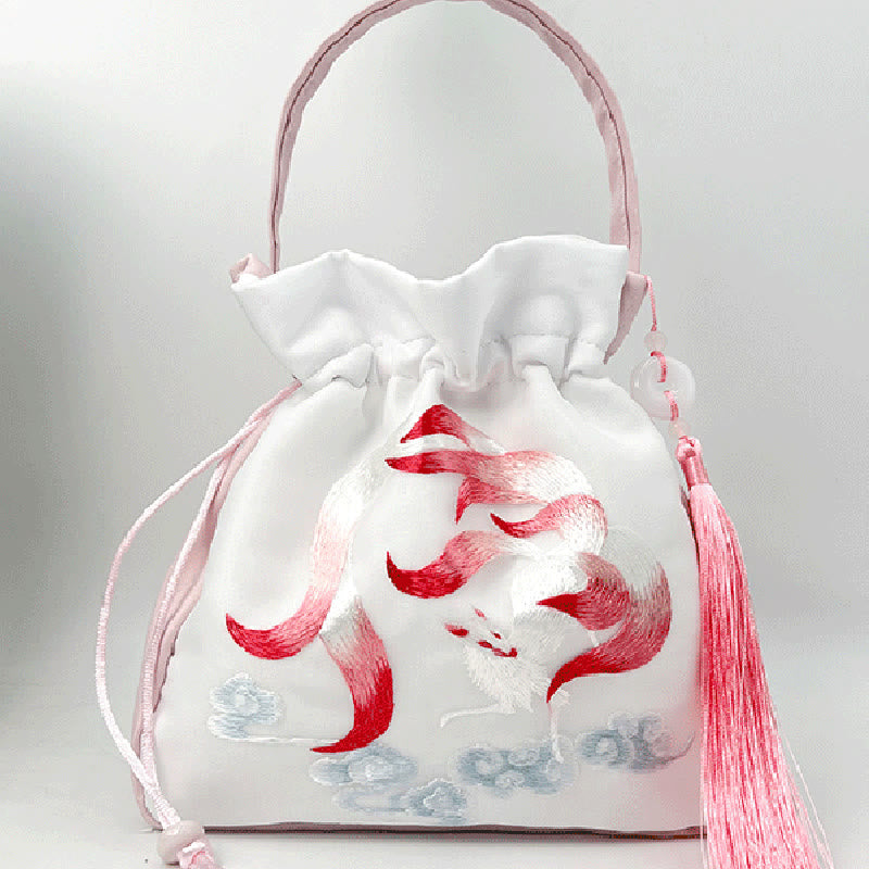 Mythstone Suzhou Embroidery Rabbit Lotus Epiphyllum Peony Magnolia Silk Tote Crossbody Bag Shoulder Bag Handbag