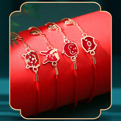 Mythstone 925 Sterling Silver Color-changing Chinese Zodiac Luck Protection Red String Chain Bracelet