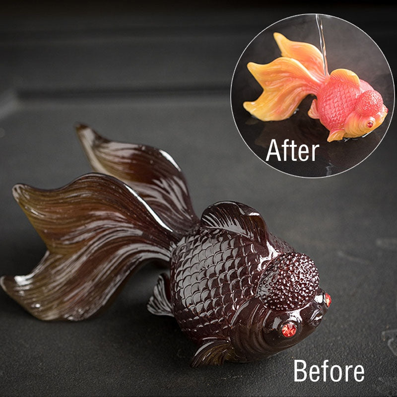 Mythstone Color Changing Koi Fish Resin Tea Pet Wealth Home Figurine Decoration